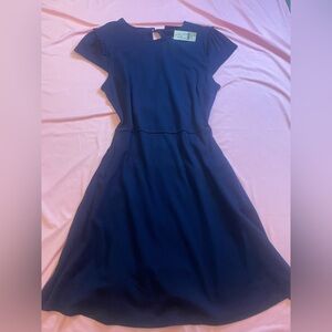 New York & Company Blue Asymmetrical Pleated Cocktail Dress